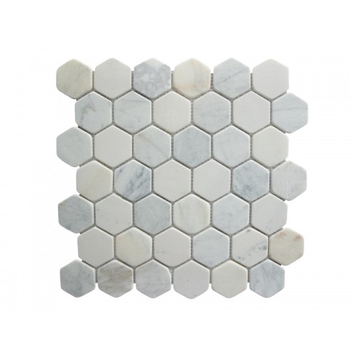 Tumbled Calacatta, Carrara and New White Hex  