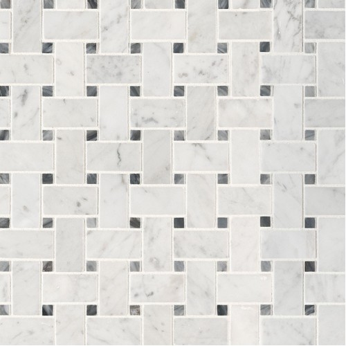 Carrara White Basketweave Pattern Honed