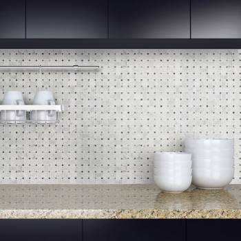 Carrara White Basketweave Pattern Honed