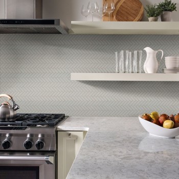 Gray Glossy Herringbone