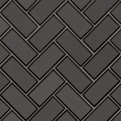 Metallic Gray Bevel Herringbone