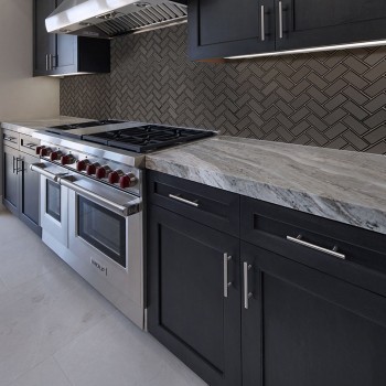 Metallic Gray Bevel Herringbone