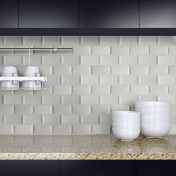 Gray Glossy Subway Tile Beveled 3x6